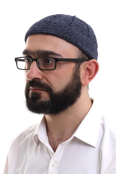 İhvan Online Lacivert Füme Katlamalı Çift Renk Kışlık Kadife Takke