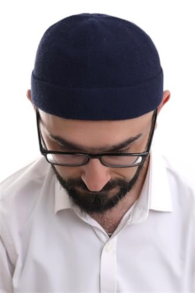 İhvan Online Lacivert Katlamalı Sade Desen Kışlık Orlon Takke Şapka