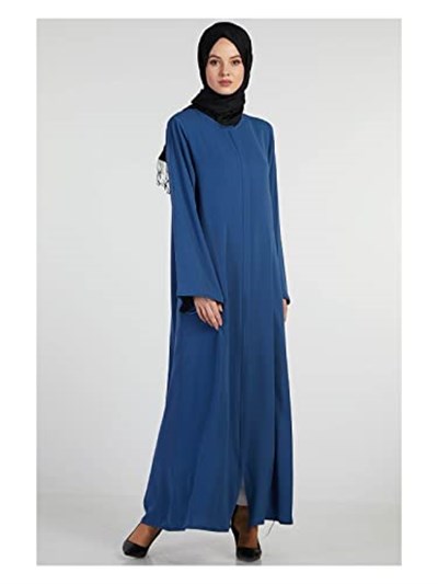 İhvan Online Lacivert Sade Gizli Fermuarlı Aveze Tesettür Ferace Lacivert 5XL
