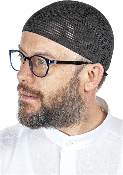 İhvan Online Lüks Çelik Örme Namaz Takkesi Siyah 1 Adet
