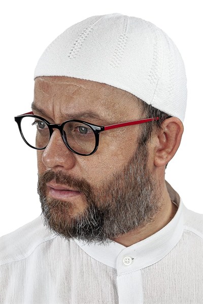 İhvan Online Orlon Örme Kışlık Yün Bere Takke Baklava Desen Beyaz