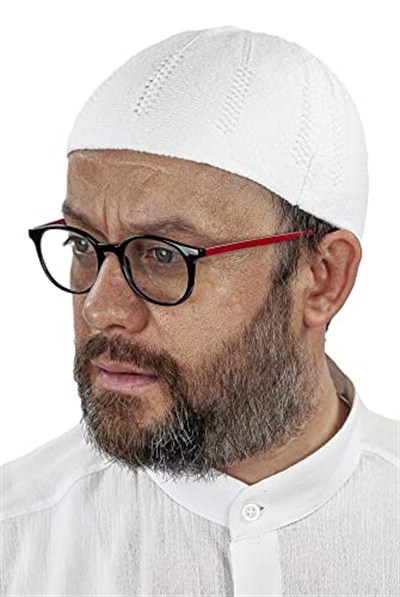 İhvan Online Orlon Örme Kışlık Yün Bere Takke Baklava Desen Beyaz
