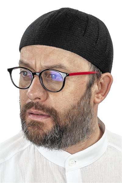 İhvan Online Orlon Örme Kışlık Yün Bere Takke Sade Siyah