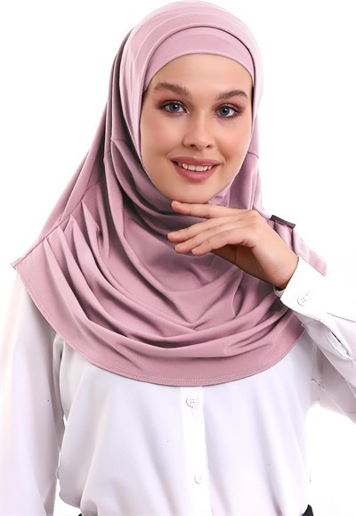 İhvan Online Pembe Yetişkin Boneli Tesettür Hazır Pratik Eşarp