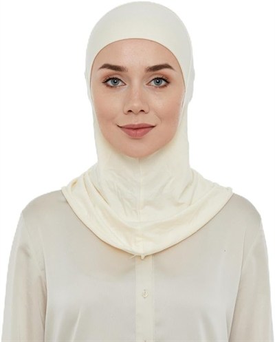 İhvan Online Pratik Boyunluklu Tesettür Hijab Bone Krem