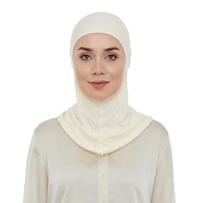 İhvan Online Pratik Boyunluklu Tesettür Hijab Bone Krem