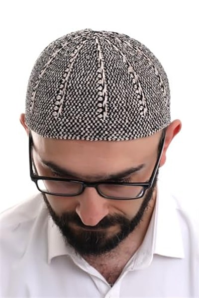İhvan Online Siyah Taş Kışlık Çift Renk Kadife Namaz Takkesi