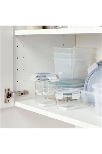 IKEA 3 Adet Cam Saklama Kabı Seti 180 ml, Kare-Vakumlu Mini Kaplar