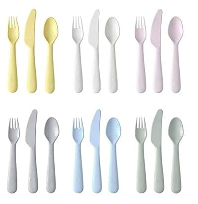 IKEA 704.613.85 KALAS 18 Parça Sofra Takımı Seti, Karışık Renkler, Bir Çocuğun Yiyecekleri Kesmesi ve Bölmesi Daha Kolay, Çocukların Küçük Ellerinde Tutması Kolay, Bıçağın Tırtıklı Kenarı Vardır