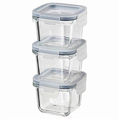IKEA ASIA 365+ Cam Saklama Kutuları, Kapaklı Yiyecek Kabı, SquareGlass 180ml, 3lü Set