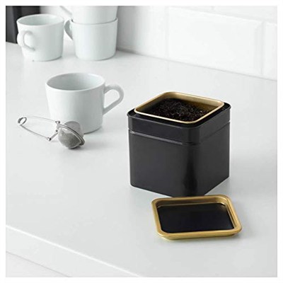 Ikea BLOMNING Kahve/Çay Kutusu, Siyah ve Altın Renkli, 10x10x10 Santimetre, 203.732.06