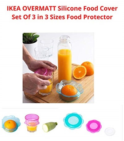 Ikea OVERMATT Silikon Gıda Kapakları, 3lü Set, Çok Renkli