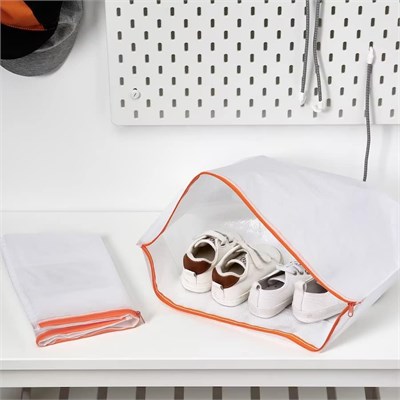 IKEA PARKLA Ayakkabı Çantası 48 x 22 cm,%100 Polipropilen, Beyaz, 48 x 22 cm, Beyaz, 48x22 cm