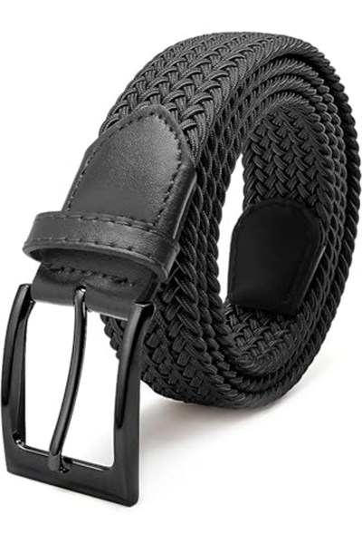 İkili Elastik Örgü Kemer 3,5cm Siyah ve Yeşil Lastik Kemer Unisex