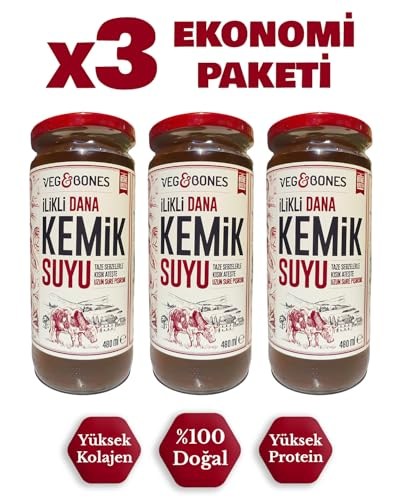 İlikli Dana Kemik Suyu Yüksek Kolajen ve Protein Deposu (480 ml x3 Adet)