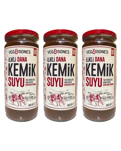 İlikli Dana Kemik Suyu Yüksek Kolajen ve Protein Deposu (480 ml x3 Adet)
