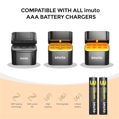 Imuto 1300mWh AAA Şarj Edilebilir Lityum Pil (4’lü Paket) (Şarj Cihazı Yok)