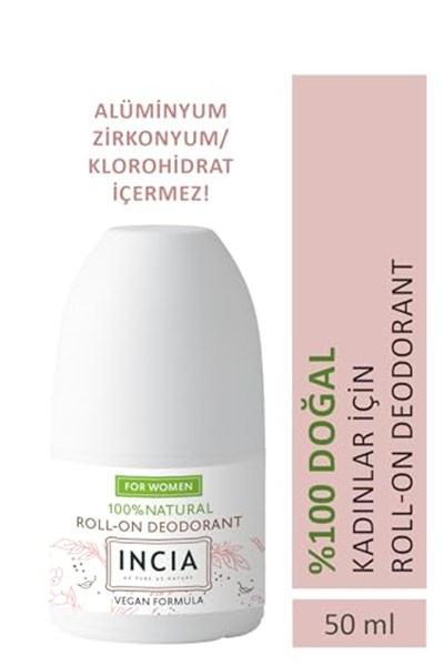 INCIA%100 Doğal Roll On Deodorant Kadınlar İçin Ter Kokusu Önleyici Lekesiz 50 ml - Seçenekler: 50 ml (1er Pack), 50 ml (1er Pack) (3 paketi)