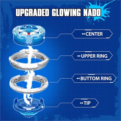 INFINITY NADO Metal topak, kılıç fırlatıcı, ışıklı top, çocuklar için erkek ve kız çocuklar için 5 6 7 8 9 10, Fury Wave Dragon, Mavi | Sonsuz hızlanan kılıç fırlatıcı. Işık efektli metal topa. Ergono