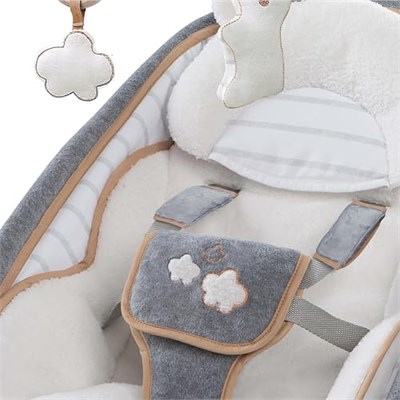 Ingenuity Boutique Koleksiyonu Yıkanabilir Premium Peluş Kumaşlı Katlanabilir Bebek Sallanan Koltuğu - Bella Teddy, 0-30 Ay
