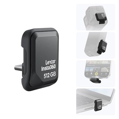 Insta360 Hızlı Okuyucu 512 GB Taşınabilir SSD, Hızlı Harici Thumb Sürücü Depolama, USB-C Memory Stick Ace Pro 2/X5/X4 Air, iPhone, Android, PC, Yaratıcılar için Lexar ile Birlikte Geliştirildi