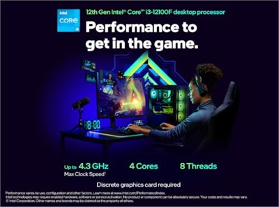 Intel Core i3-12100F 3.30GHz 4 Çekirdek 12MB L3 Önbellek Soket 1700 İşlemci - Seçenekler: i3-12100F, i5-12400, Tek, Tek kişilik