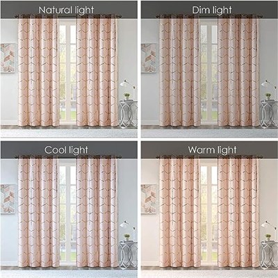 Intelligent Design Raina Total Blackout Metalik Baskı Gromet Üst Tekli Perde Paneli Termal Yalıtımlı Işık Engelleyici Drape, Yatak Odası, Oturma Odası ve Yurt için, 50 x 84, Allık/Altın, 1 Adet