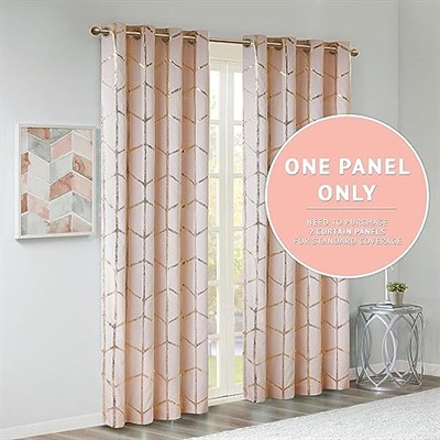 Intelligent Design Raina Total Blackout Metalik Baskı Gromet Üst Tekli Perde Paneli Termal Yalıtımlı Işık Engelleyici Drape, Yatak Odası, Oturma Odası ve Yurt için, 50 x 84, Allık/Altın, 1 Adet