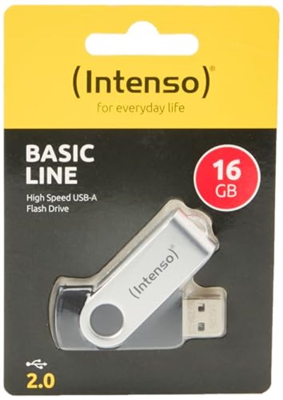 Intenso USB Stick Basic Line 16GB Siyah, Gümüş 4034303015368 - Seçenekler: 1 x 16 GB, 1 x 64 GB