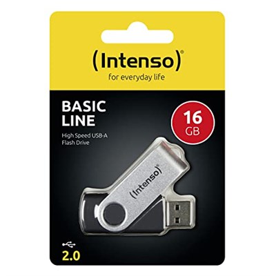 Intenso USB Stick Basic Line 16GB Siyah, Gümüş 4034303015368 - Seçenekler: 1 x 16 GB, 1 x 64 GB