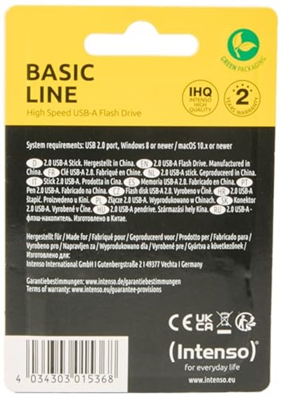 Intenso USB Stick Basic Line 16GB Siyah, Gümüş 4034303015368 - Seçenekler: 1 x 16 GB, 1 x 64 GB