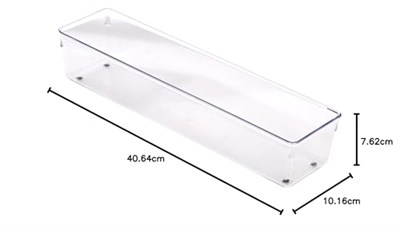 InterDesign 52630 M2EU Linus çekmece içi düzenleyici için çatal bıçak kutusu çatal bıçak kaşık (servis) takımı, mutfak spatulası, plastik, Clear, 10,16 x 40,64 x 7,62 cm