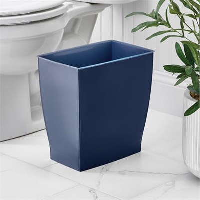 InterDesign Mono çöp kovası çöp kutusu – Dikdörtgen, plastik, plastik, koyu mavi, 28.4 x 18.9 x 30.3 cm