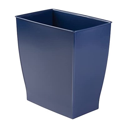 InterDesign Mono çöp kovası çöp kutusu – Dikdörtgen, plastik, plastik, koyu mavi, 28.4 x 18.9 x 30.3 cm