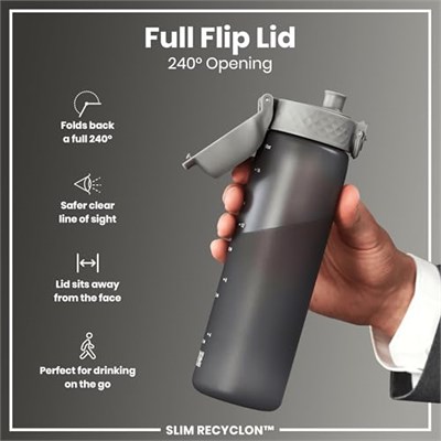 Ion8 - İnce Suluk - Gri - 500 ml - Sızdırmaz - BPA İçermeyen