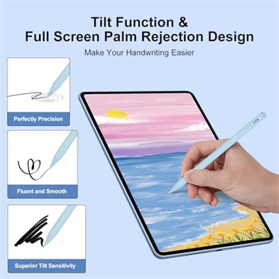 iPad 9. ve 10. Nesil için Stylus Kalem, Apple Pencil 2. Nesil, Apple Pen iPad Kalem iPad Kalem iPad Pro 11 ve 12.9 inç, iPad Air 5. /4/3. Nesil, iPad 6/7/8. Nesil, iPad Mini 5/6. Nesil (Mavi)