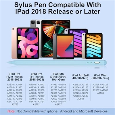 iPad 9. ve 10. Nesil için Stylus Kalem, Apple Pencil 2. Nesil, Apple Pen iPad Kalem iPad Kalem iPad Pro 11 ve 12.9 inç, iPad Air 5. /4/3. Nesil, iPad 6/7/8. Nesil, iPad Mini 5/6. Nesil (Mavi)