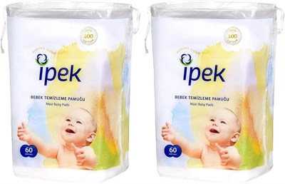 İpek Bebek Temizleme Pamuğu, Beyaz, 60 Adet - Seçenekler: Tek Ebat 2li paket, Tek Ebat