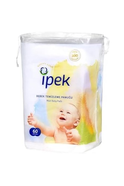 İpek Bebek Temizleme Pamuğu, Beyaz, 60 Adet - Seçenekler: Tek Ebat 2li paket, Tek Ebat