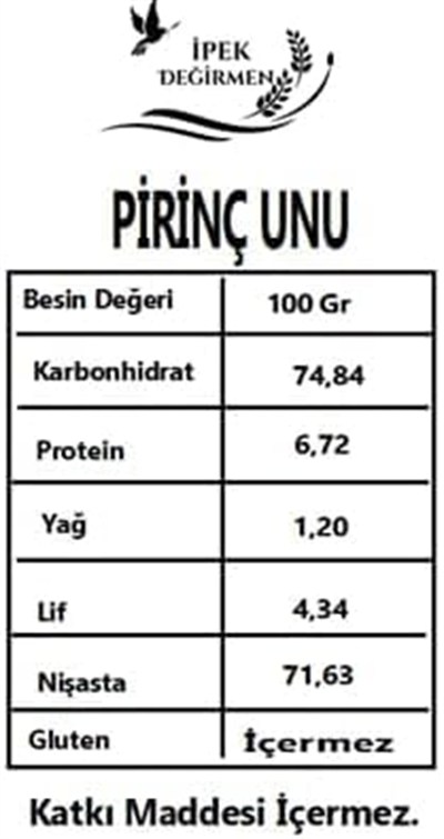 İpek Değirmen 2 KG Glutensiz Pirinç Unu Doğal Katkısız