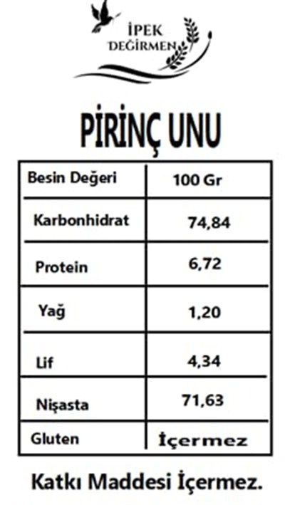 İpek Değirmen 3 KG Glutensiz Pirinç Unu Doğal Katkısız