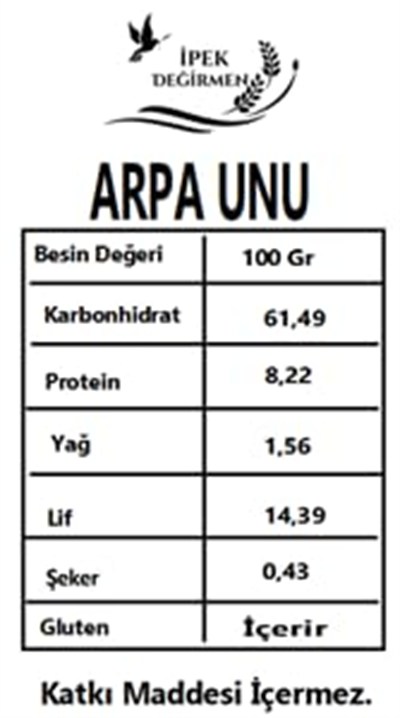 İpek Değirmen Arpa Unu, 2 Kg, Aile Boyu, Saf