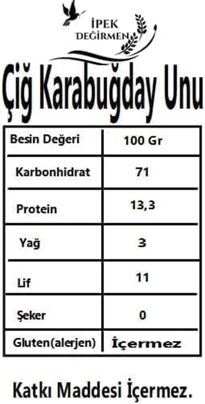 İpek Değirmen Glutensiz Çiğ Karabuğday Unu, 2 Kg, Aile Boyu