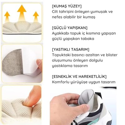 ipekbazaar Ayakkabı Vurma Önleyici Koruyucu Ped, Kendinden Yapışkanlı, Kumaş, Dolgulu, Topuk Vurma Önleyici Yastık Pedi,1 Çift (Lacivert)