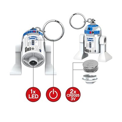 IQ Lego Star Wars Schlüsselanhänger mit LED-Taschenlampe Spielzeuggeschenke für Kinder - 76 mm große Figur - 2 CR2025 Batterien enthalten