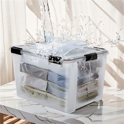 Iris Ohyama, 2li set hava geçirmez saklama kutusu – All-Weather AT-LD – plastik, şeffaf, 2 x 70 l, U 59 x G 39 x Y 38 cm
