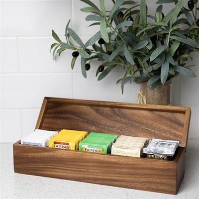 Ironwood Gourmet 5 bölmeli, büyük çay kutusu, sert ahşap, 38,7 x 9,5 x 10,2 cm, L