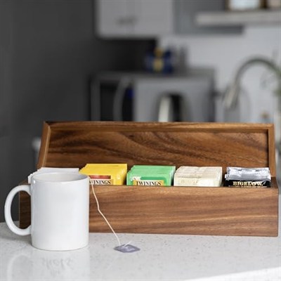 Ironwood Gourmet 5 bölmeli, büyük çay kutusu, sert ahşap, 38,7 x 9,5 x 10,2 cm, L