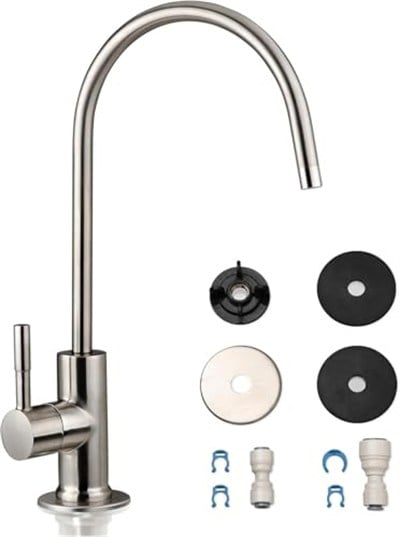 Ispring GA1-BN 16,5 x 27,9 cm 14OZ masif pirinç ağır zorunlu su filtresi Designer musluk – EU stil High-spout, GA1-BN