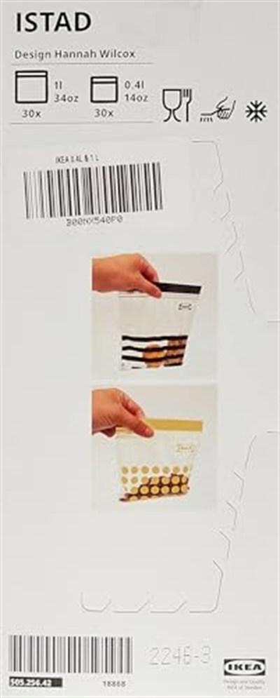 ISTAD plastik torba, kırmızı, 60lı paket, sıkıştırma: 30 torba (0,4 l) ve 30 torba (1 l), yeniden mühürlenebildiği için tekrar tekrar kullanılabilir., Kırmızı, 30 Beutel 1L und 30 Beutel 0,4 L